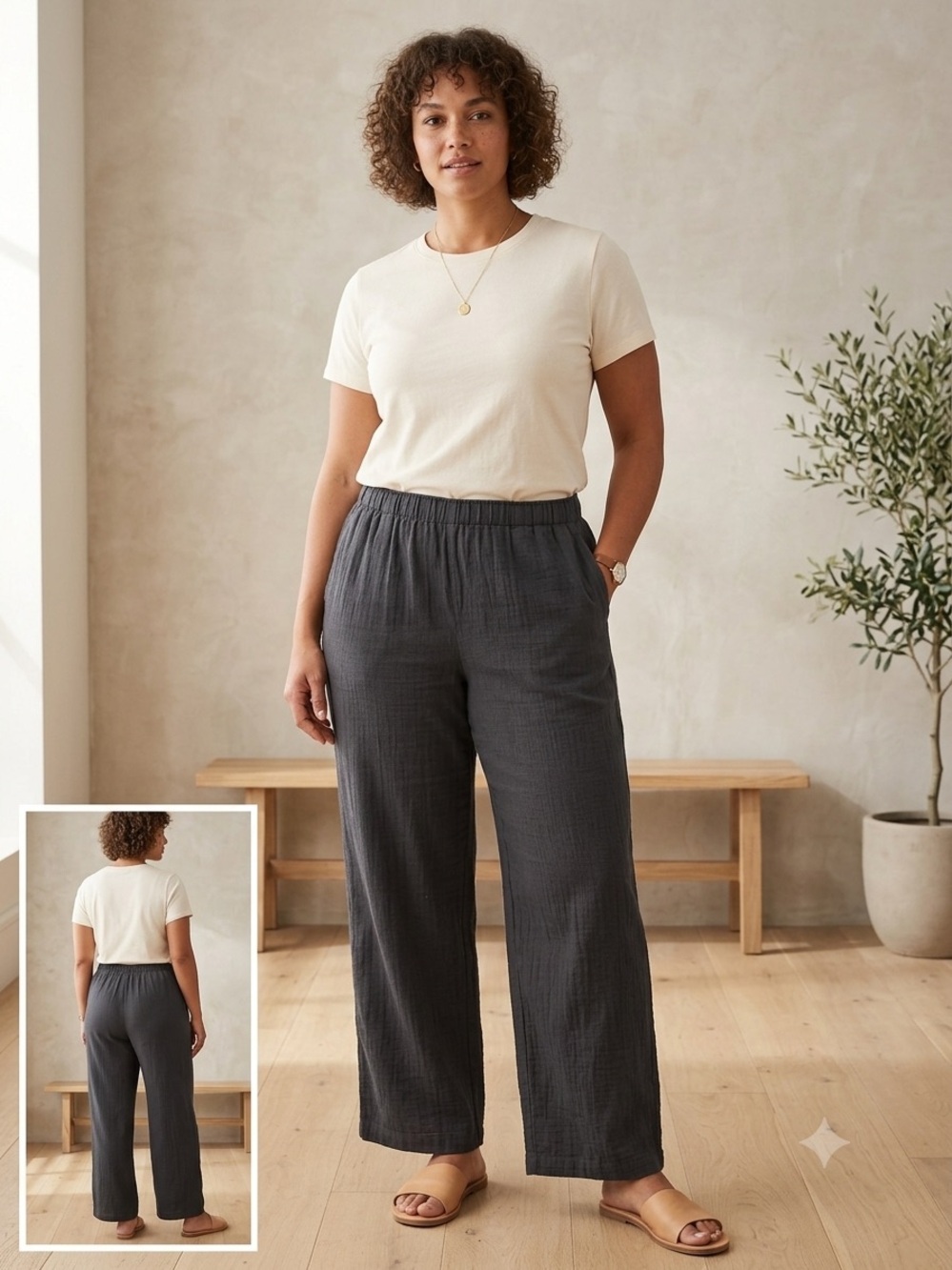 Coldwater Creek Black Wide-Leg Elastic Waist Pants. NWT